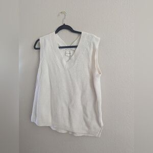 Lucky Brand Ivory Ribbed V-Neck Tank Top